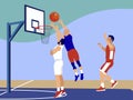 Basketball, sports game. In minimalist style Cartoon flat raster