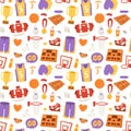 Basketball stickers vector icons seamless pattern