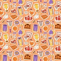 Basketball stickers vector icons seamless pattern