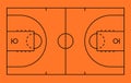 Basketball strategy field, game tactic chalkboard template. Hand drawn basketball game scheme, learning orange board Royalty Free Stock Photo