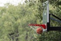 Basketball swishing through net Royalty Free Stock Photo