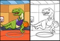 Basketball T Rex Coloring Colored Illustration