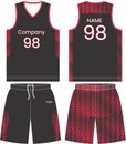 Basketball t-shirt design uniform set of kit. custom design basketball jersey template. front and back view shirt and shorts