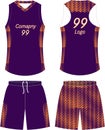 Basketball t-shirt design uniform set of kit. custom design basketball jersey template. front and back view shirt and shorts