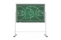 Basketball Tactics Concept. Green Chalkboard with Basketball Court and Game Strategy and Tactics Scheme. 3d Rendering Royalty Free Stock Photo