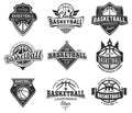 Basketball team labels, set of sport league badges Royalty Free Stock Photo