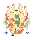 Basketball Team player dunking dripping ball action Royalty Free Stock Photo