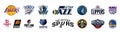 Basketball teams. Utah Jazz, GS Warriors, Mavericks, Timberwolves, Memphis Grizzlies, Sacramento Kings, Denver Nuggets, LA Lakers Royalty Free Stock Photo