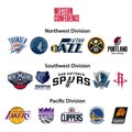 Basketball teams. Western Conference. Northwest, Pacific, Southwest Division. Nba. Utah Jazz, Minnesota Timberwolves, Portland Royalty Free Stock Photo