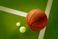 A basketball, a tennis ball and a Ping-Pong ball Royalty Free Stock Photo