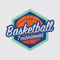 Basketball Tournament Logo White Ball Sport American Game Vector