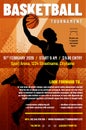 Basketball tournament poster template with abstract silhouette of jumping player Royalty Free Stock Photo