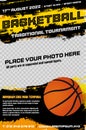 Basketball tournament poster template with ball and place for photo Royalty Free Stock Photo