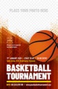Basketball tournament poster template with ball and place for photo Royalty Free Stock Photo
