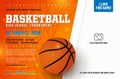 Basketball tournament poster template with ball and place for photo Royalty Free Stock Photo