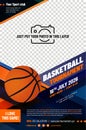 Basketball tournament poster template with ball and place for photo Royalty Free Stock Photo