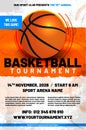 Basketball tournament poster template with ball Royalty Free Stock Photo