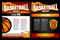Basketball tournament posters, flyer with basketball ball - template design