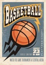 Basketball tournament retro poster design Royalty Free Stock Photo