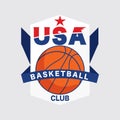 Basketball Tournament USA Logo White Ball Sport American Game Vector