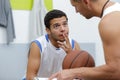 basketball trainer with workout plan Royalty Free Stock Photo