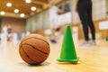 Basketball Training Equipment on Sports Court Wooden Parquet - Basketball Floor