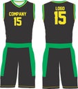 Basketball Uniform jersey shorts Custom Designs Front and back view sports uniforms Mock ups Templates illustrations Royalty Free Stock Photo