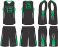 Basketball Uniform jersey shorts Custom Designs Front and back view sports uniforms Mock ups Templates illustrations Royalty Free Stock Photo