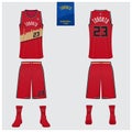 Basketball uniform mockup template design for basketball club. Tank top t-shirt mockup for basketball jersey.Vector.
