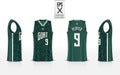 Basketball uniform template design for basketball club. Tank top t-shirt mockup basketball jersey. Front, back, side view shirt.