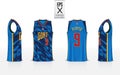 Basketball uniform template design for basketball club. Tank top t-shirt mockup basketball jersey. Front, back, side view shirt.