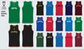 Basketball uniform template design. Tank top t-shirt mockup for basketball club in USA Eastern basketball division.