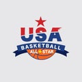 Basketball USA Tournament Logo White Ball Sport American Game Vector