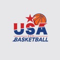 Basketball USA Tournament Logo White Ball Sport American Game Vector