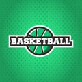 Basketball vector logo design with basketball ball isolated on green background. Royalty Free Stock Photo