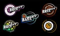 Basketball vector logo Set. Modern professional Typography sport retro style vector emblem and template logotype design.