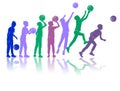 Basketball vector silhouettes dynamic colored