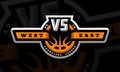 Basketball, VS, sports logo, emblem on a dark background. Vector illustration.