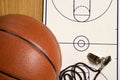 Basketball, Whistle and Blank Clipboard Royalty Free Stock Photo