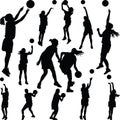 Basketball woman player silhouette Royalty Free Stock Photo
