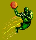 Basketballer dunking green Royalty Free Stock Photo