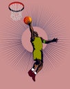 Basketballer laying up hoop Royalty Free Stock Photo