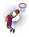 Basketballer layup hoop left Royalty Free Stock Photo