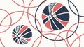 Basketballs with Abstract Circular Patterns, Dynamic Sport Design, vector design Generative AI Royalty Free Stock Photo