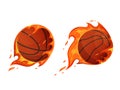 Basketballs on fire. Burning ball shots. Sports concept