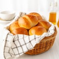 Basketful of Delight: Golden Brown Dinner Rolls on White Wood