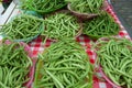 Basketfuls of Stringbeans at Farmer's Market Royalty Free Stock Photo