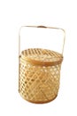 Basketry , woven basket bamboo , Original Thai hanmade. Royalty Free Stock Photo