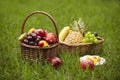 Baskets of assorted fruits Royalty Free Stock Photo