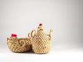 Baskets with chicken shape, thai wicker Royalty Free Stock Photo